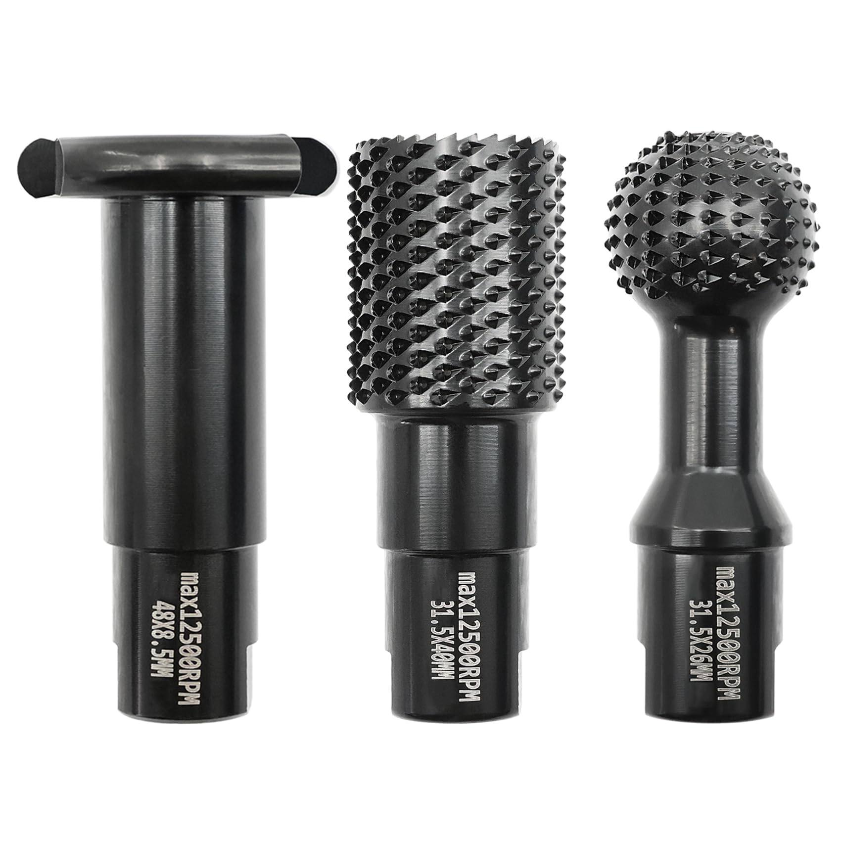 BRSCHNITT Woodworking Rotary Burr Set - 3pcs Wood Carving Burrs Drill Bit Milling Tool Groving Cutter with 5/8"-11 Thread for Carving Grinding