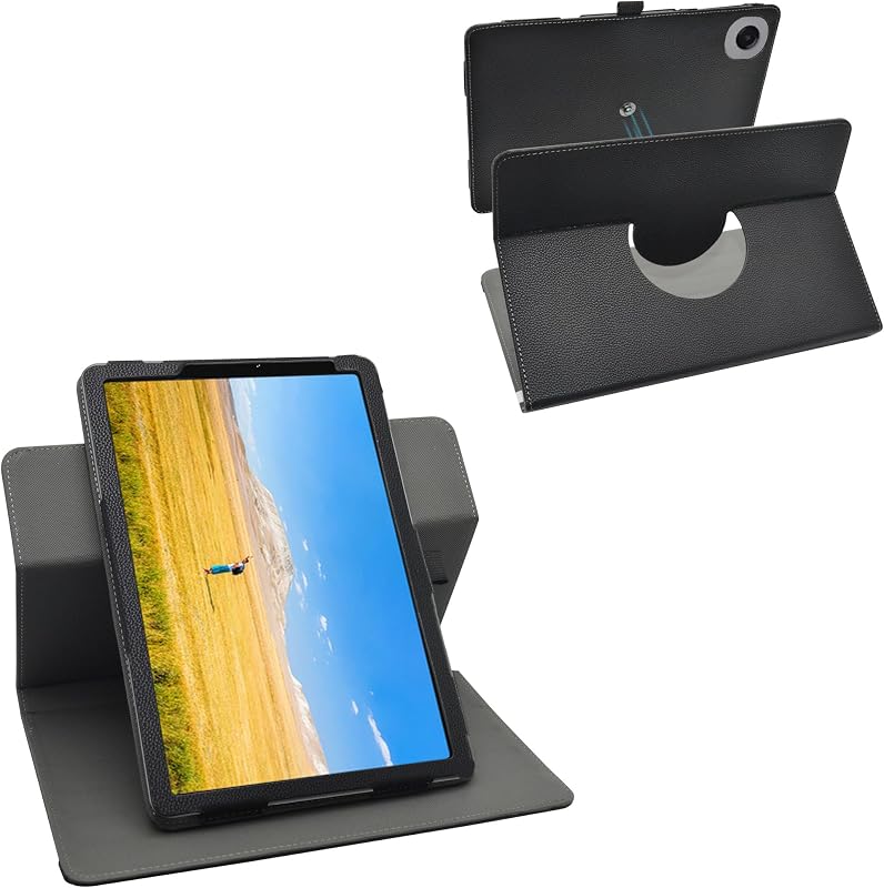 Compatible con funda Galaxy Tab A11, cubierta de PU con soporte de rotación de grados para tableta Samsung Galaxy Tab A11 SM-X133/TCL TAB Lite 9132S/TCL TAB 8 Gen 2/RebotAi A9/Lenovo Tab One de 8,7 pulgadas, color negro