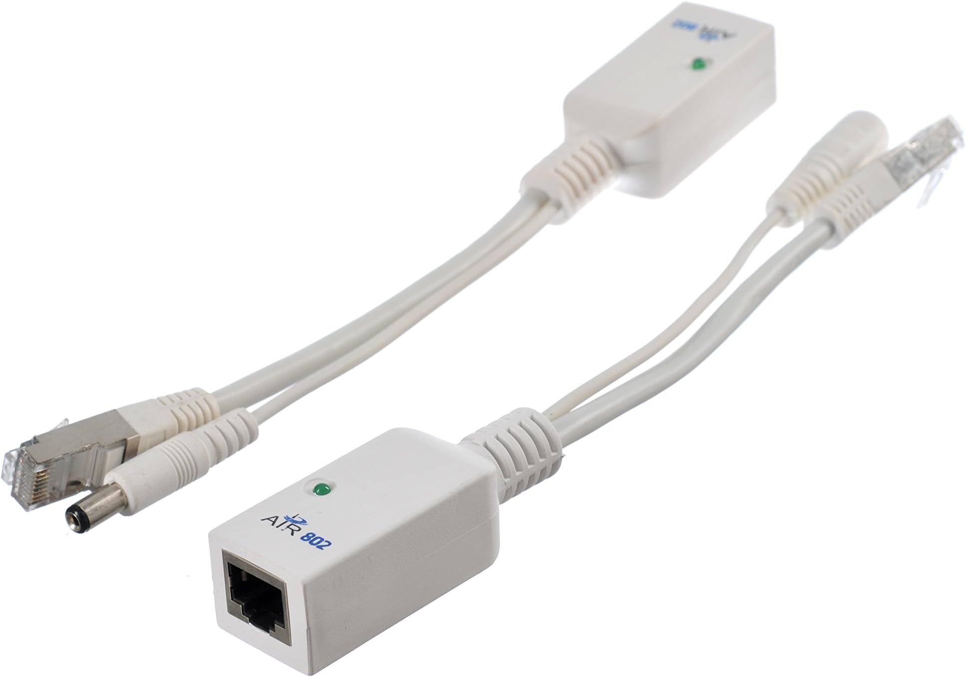 AIR802 Gigabit 10/100/1000 Passive Power-Over-Ethernet (PoE) Injector - Splitter Mid-Span Kit with 5.5 mm x 2.5 mm Size DC Connectors