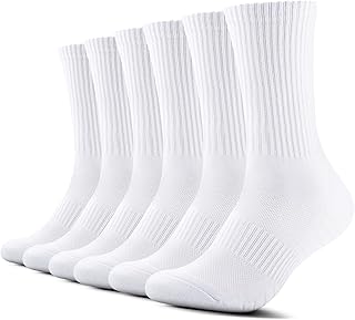 TUUHAW Tennis Socks Men Women (6 Pairs) Sports Socks Padded Running Socks Black White Grey