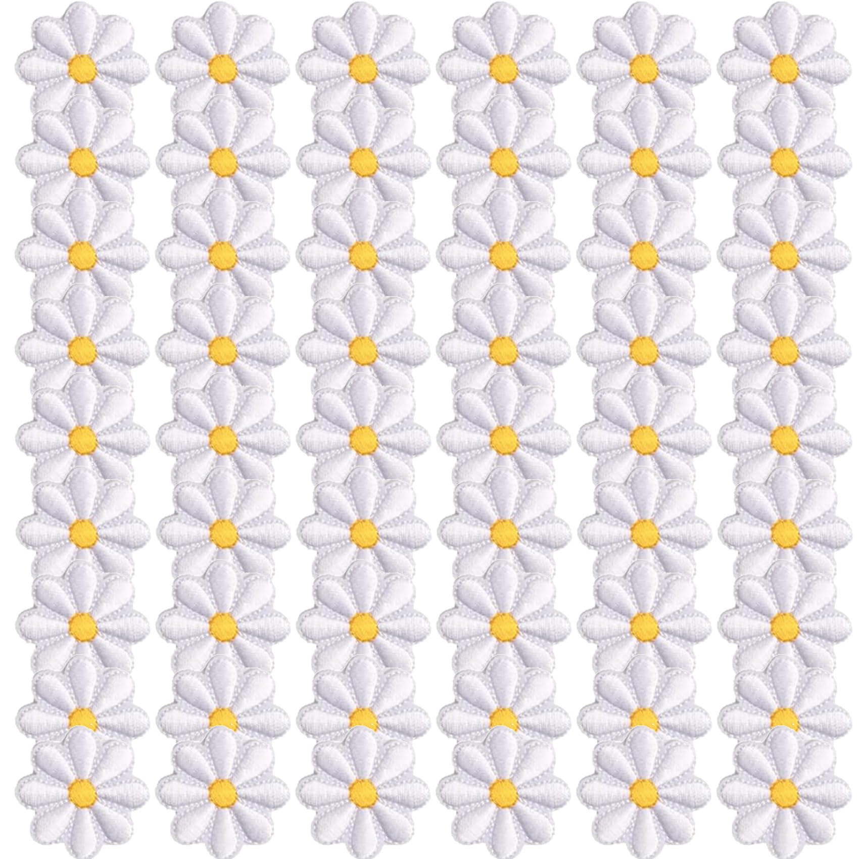 60 Pieces Daisy Flower Iron on Patch, Embroidered Sew On/Iron on Patch Applique for Clothes, Dress, Hat, Jeans, DIY Accessories