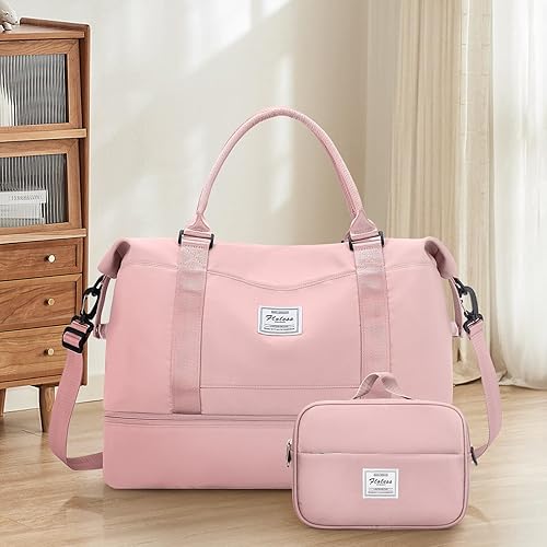 Miniatura 9 de Bolsa de fin de semana para mujer, bolso de viaje para artículos personales con compartimento para calzado, bolso marinero de viaje con bolsa de