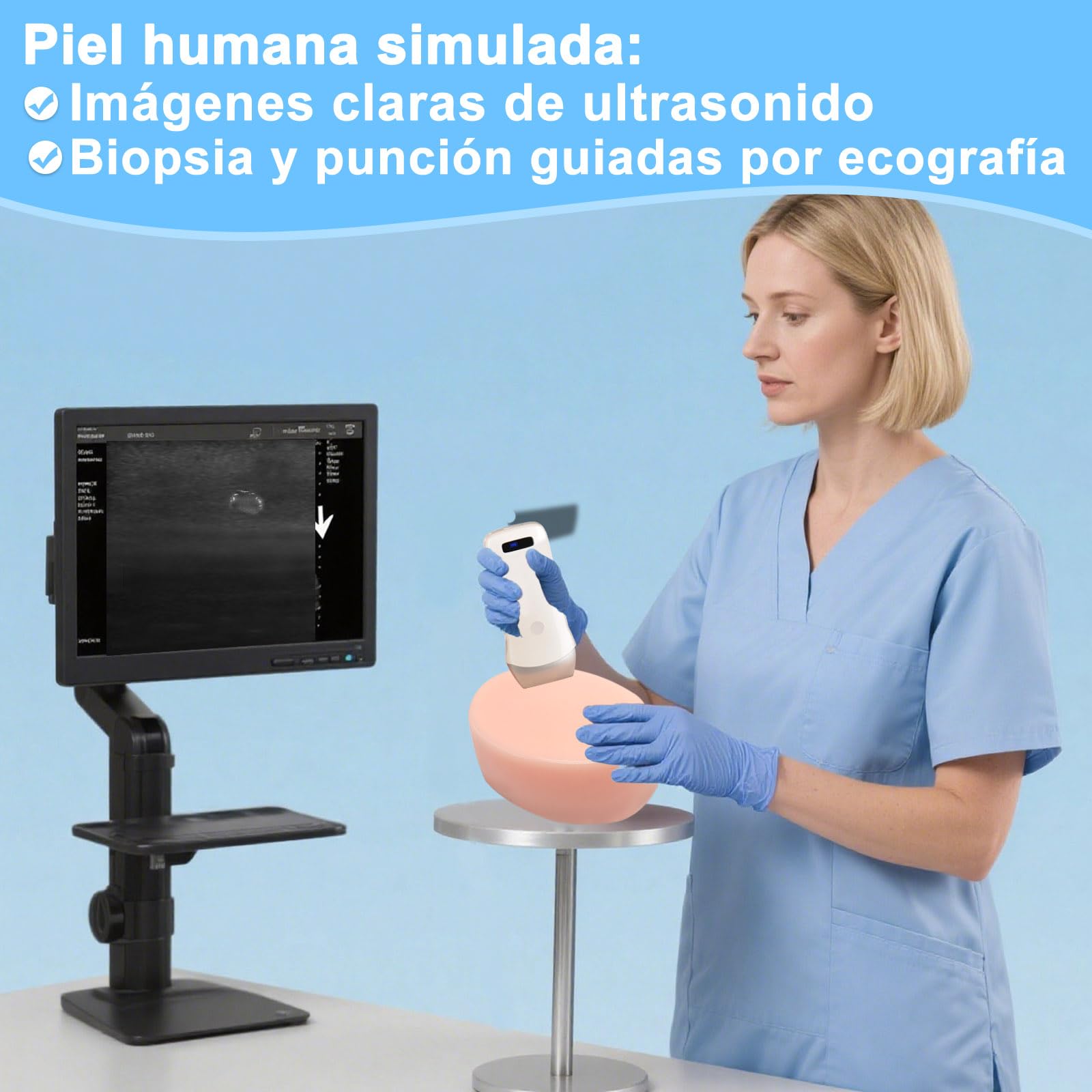 Modelo de Entrenamiento para Biopsia & Punción Tumoral con Ultrasonido – Fantoma de Simulación Realista de Masas, Tumores, Quistes & Nódulos Superficiales | Herramienta para Estudiantes de Medicina.