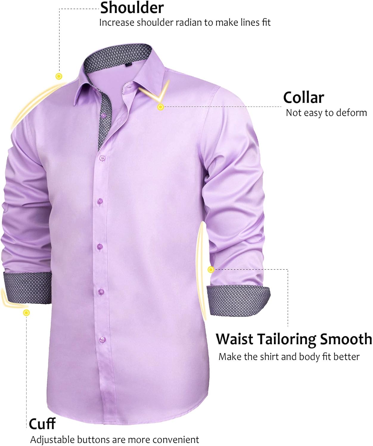 J.VER Men's Casual Long Sleeve Stretch Dress Shirt Wrinkle-Free Regular Fit Button Down Shirts - Image 2