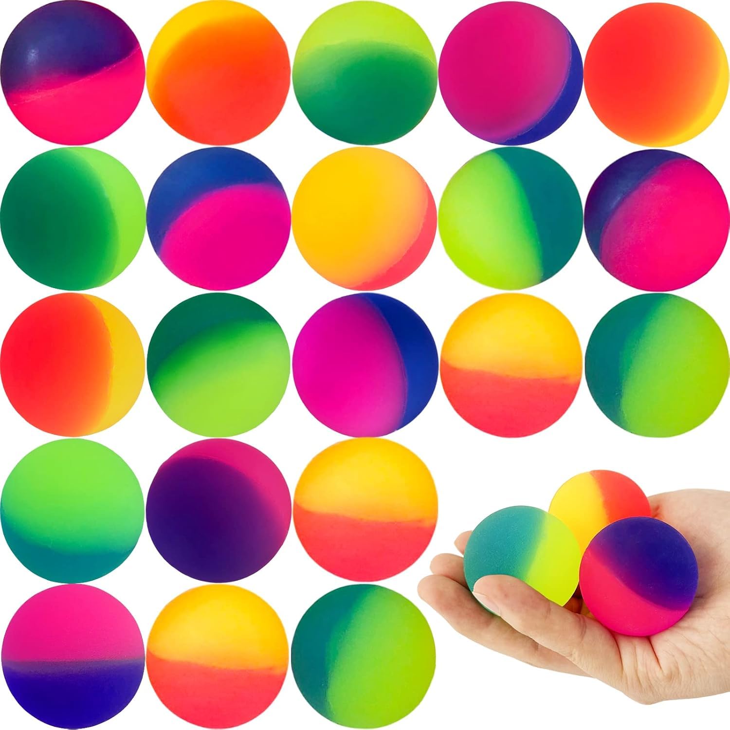 24 PCS Jumbo Super Bouncy Balls,Rubber High Bouncing Balls in Bright Assorted Multi Colors for Boys Girls Birthday Party Favors Carnival Prizes