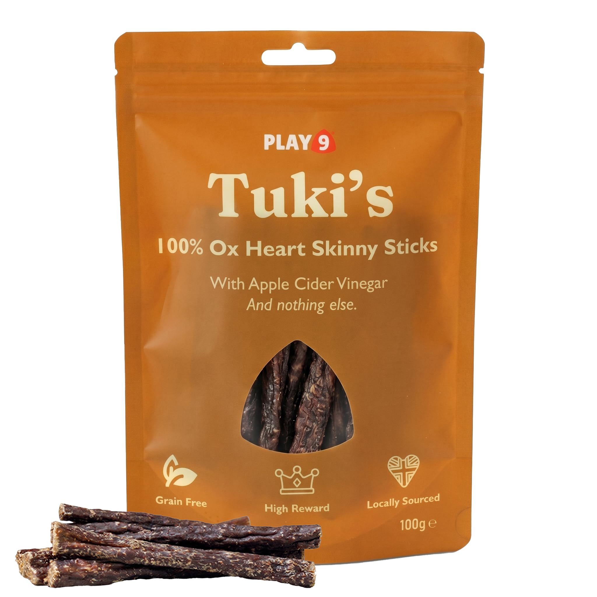 100% Grain free dog treats - Ox heart skinny stick treats for dogs & puppy treats - high value dog training treats, puppy training treats with High Protein Air Dried Ox Heart (100g)