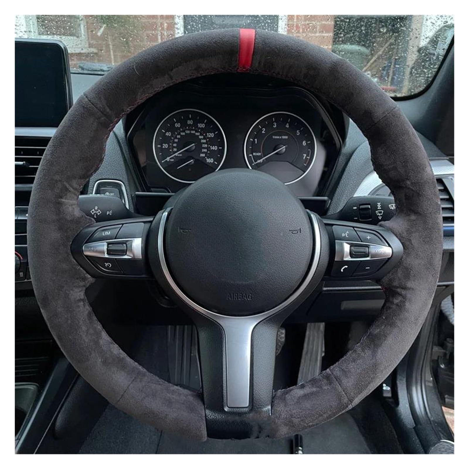 Volantes Funda Trenzada para Volante De Gamuza para F87 F80 F85 X5 para M F86 X6 para M2 F3 Funda Volante(Red Blue Thread)