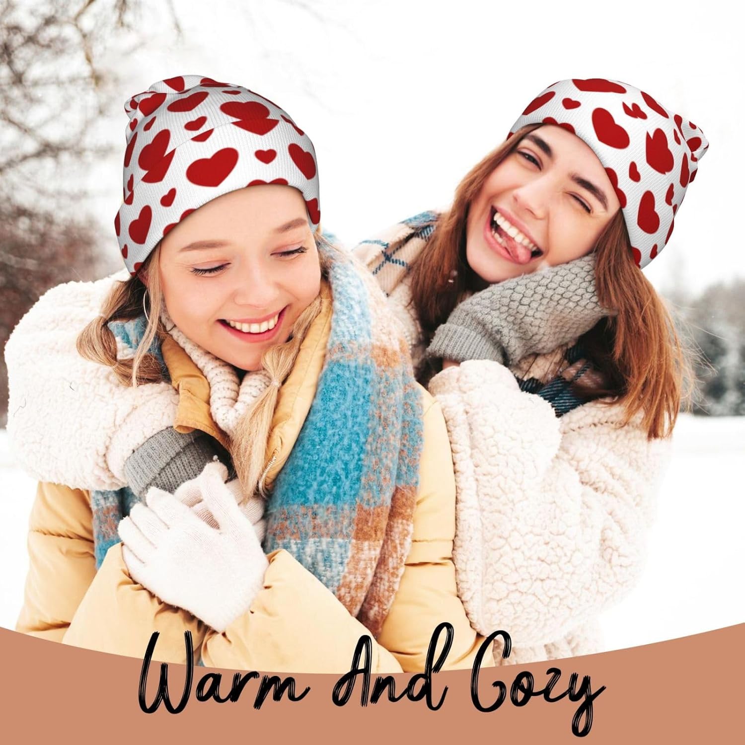 Hearts Valentine's Beanie Hats for Men and Women Soft Warm Knit Hat Ski Hat Stocking Cap Hats