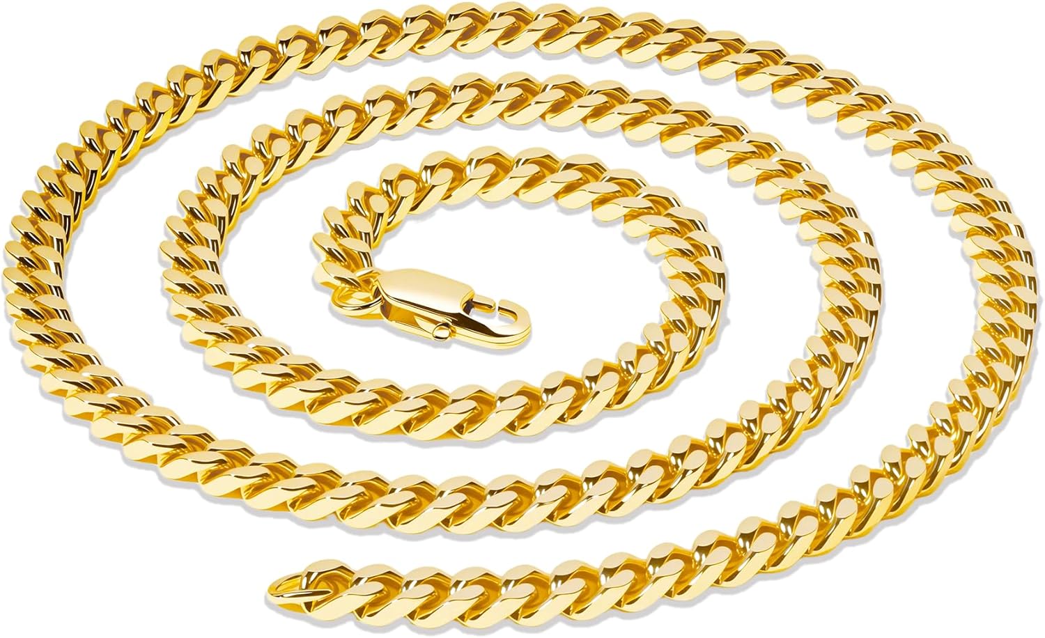 OLARCU Mens 5MM Gold Plated/Silver Stainless Steel Miami Cuban Link Chain Necklace for Men