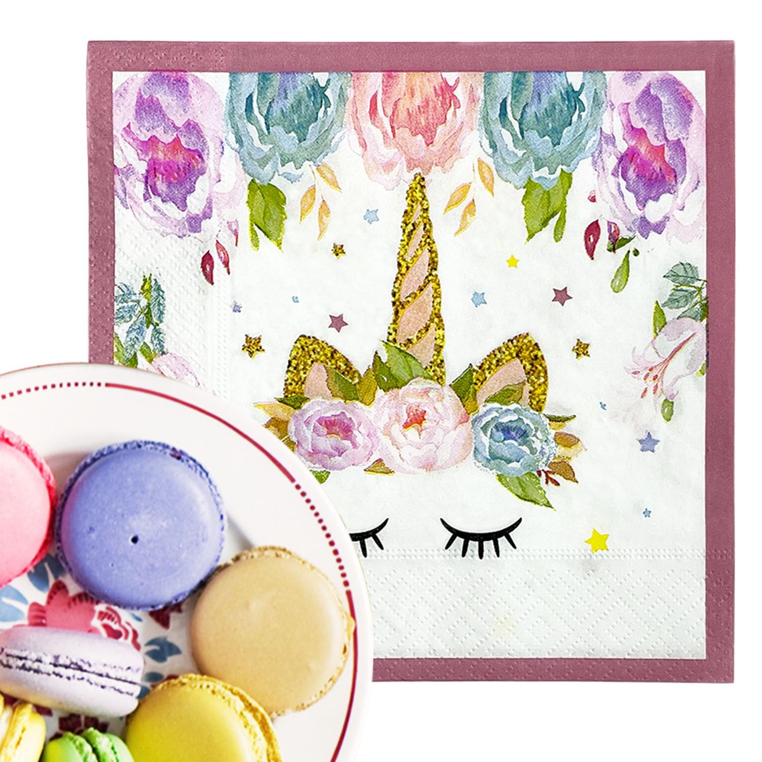 Servilletas Papel Unicornio Verde Dorado Desechables Servilletas Decoupage Cocktail Cumpleaños 2 Capas Toilet Papel Higienico Decoración de Mesa para Bodas,Fiesta en el Jardín 30 Paquetes(33x33cm）