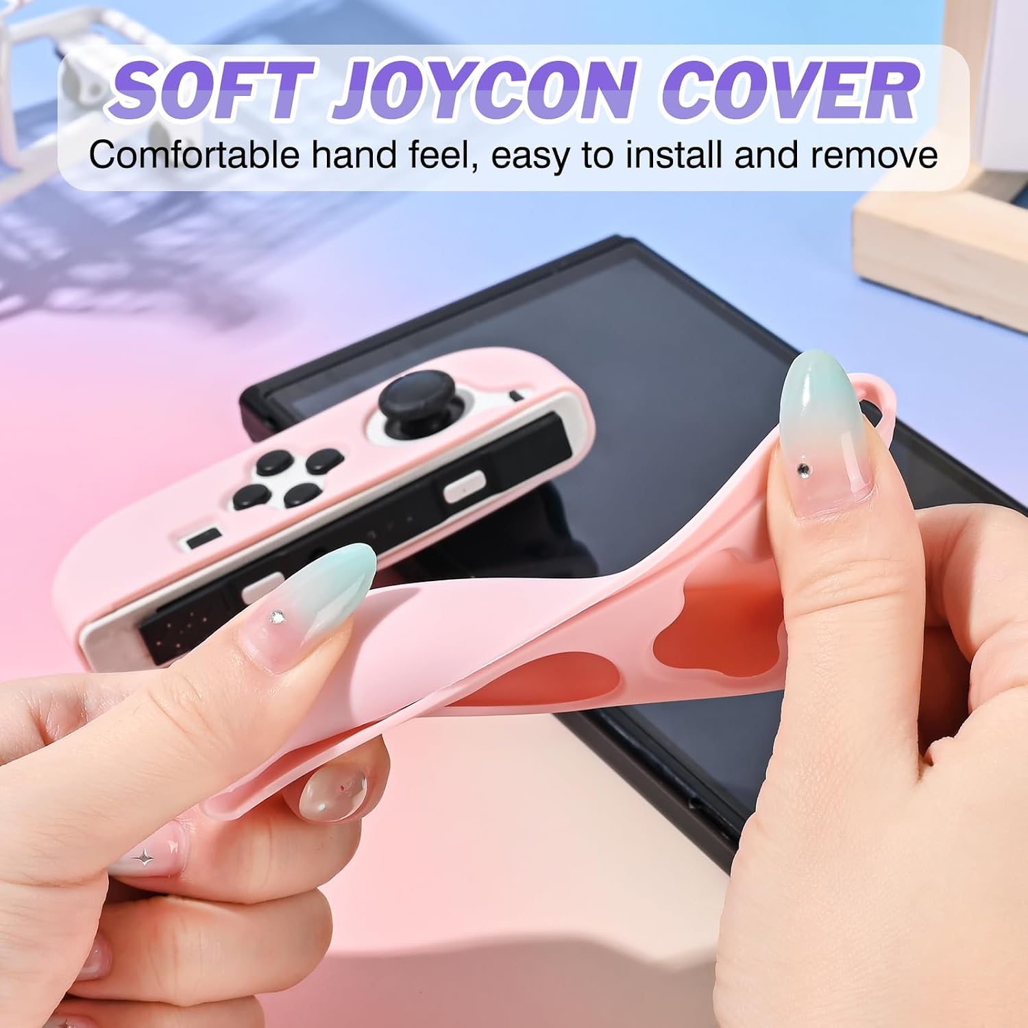 DLseego Protective Case for Switch Joy Con Controllers, 1 Pairs Handheld Soft Silicone TPU Cover Replacement Shell Pure Color Case Suitable for Switch & OLED Model Joy Cons - Pink image 4