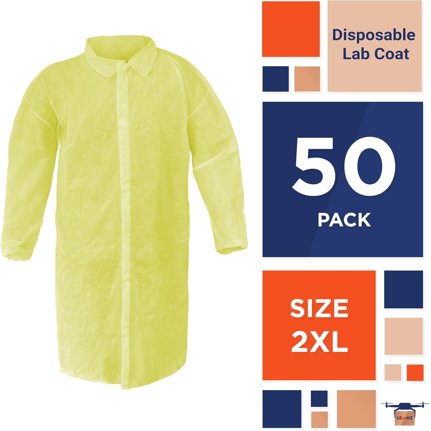EZGOODZ Polypropylene Lab Coats 44" Multi-Colored