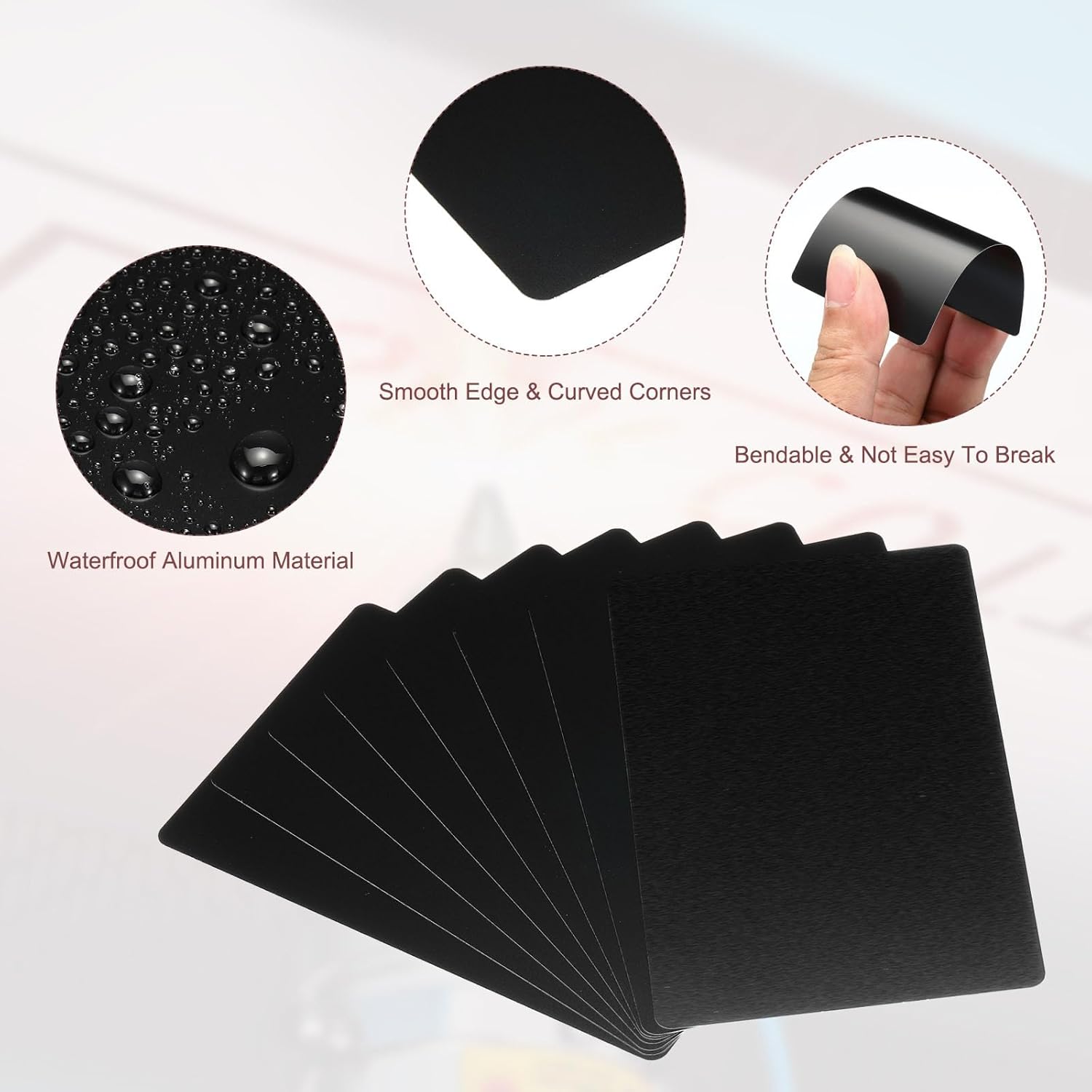 PATIKIL 200 Pack Metal Business Cards Blank, 0.45mm Thick 3.4x2.1 Inch Aluminum Laser Engrave Printable Name Card for Custom DIY, Matte Black