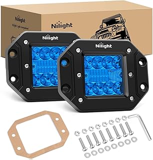 Nilight Flush Mount LED Light Pods 2 PCS 42 W Blue Upgraded Spot Flood Combo Bumper Driving Fog Fishing Hunting Emergency Safety Signal Lighting for UTV Pickup Van Boat Tractor