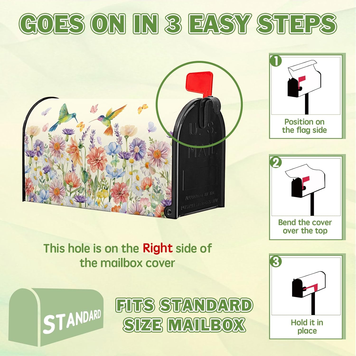 Spring Bird Mailbox Covers Magnetic Summer Flower Mail Box Cover Standard Size 21x18 inch White Dot Mailbox Wrap Spring Summer Decorative Mailboxes for Outside Garden Yard