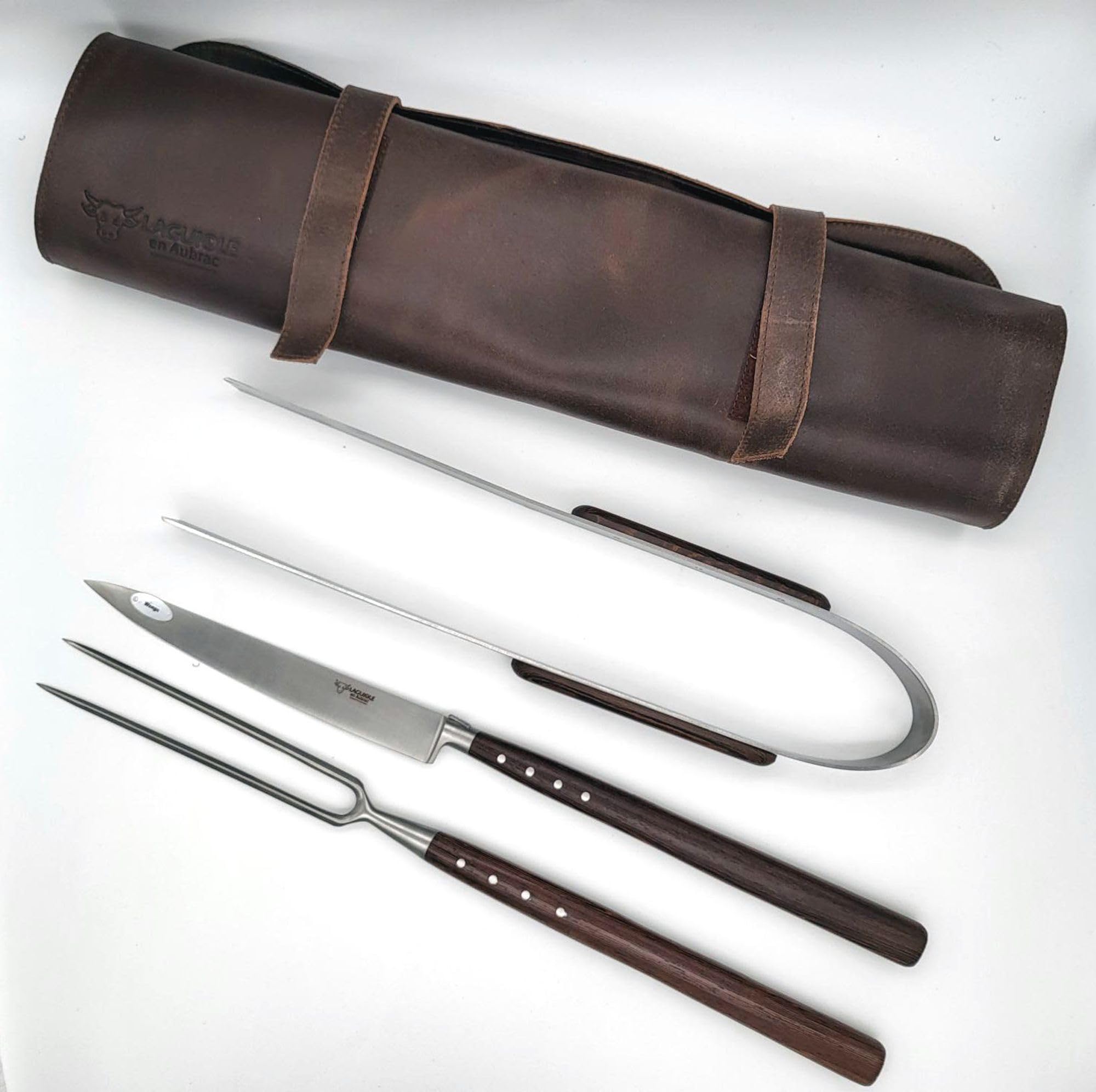 Laguiole En Aubrac SMB99WEI - Juego de utensilios para barbacoa (3 piezas, madera wengué)