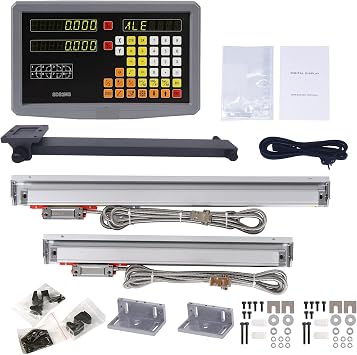 High Accuracy Linear Scale Encoder SDS2MS Lathe Milling DRO Set 2 Axis Digital Readout KA300 Linear Scale TTL 0.005mm KA-300 Optical Encoder Ruler 70mm-1020mm for Lathe Machine Milling Machine DRO Too