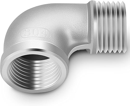 Miniatura 2 de TAISHER 5 piezas de acero inoxidable 304 codo de 90 grados, tubo macho NPT de 38 pulgadas a 38 pulgadas NPT hembra 304 accesorio de tubería