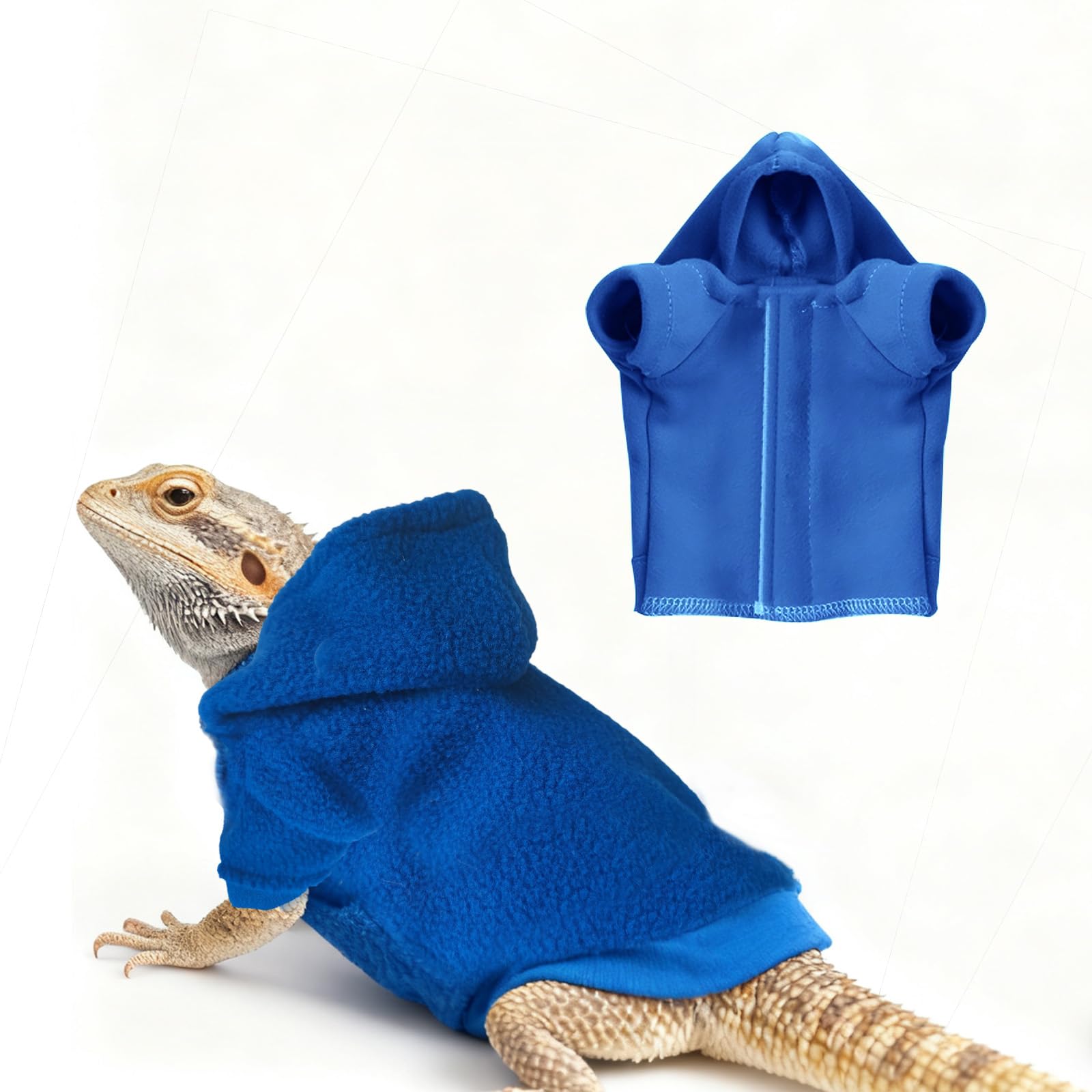 CQJ Lizard Clothes for Bearded Dragons Reptile Apparel Handmade Cotton Material Hoodies Gift for Lizards, Bearded Dragons, Crested Geckos, and Chameleons (navy blue)