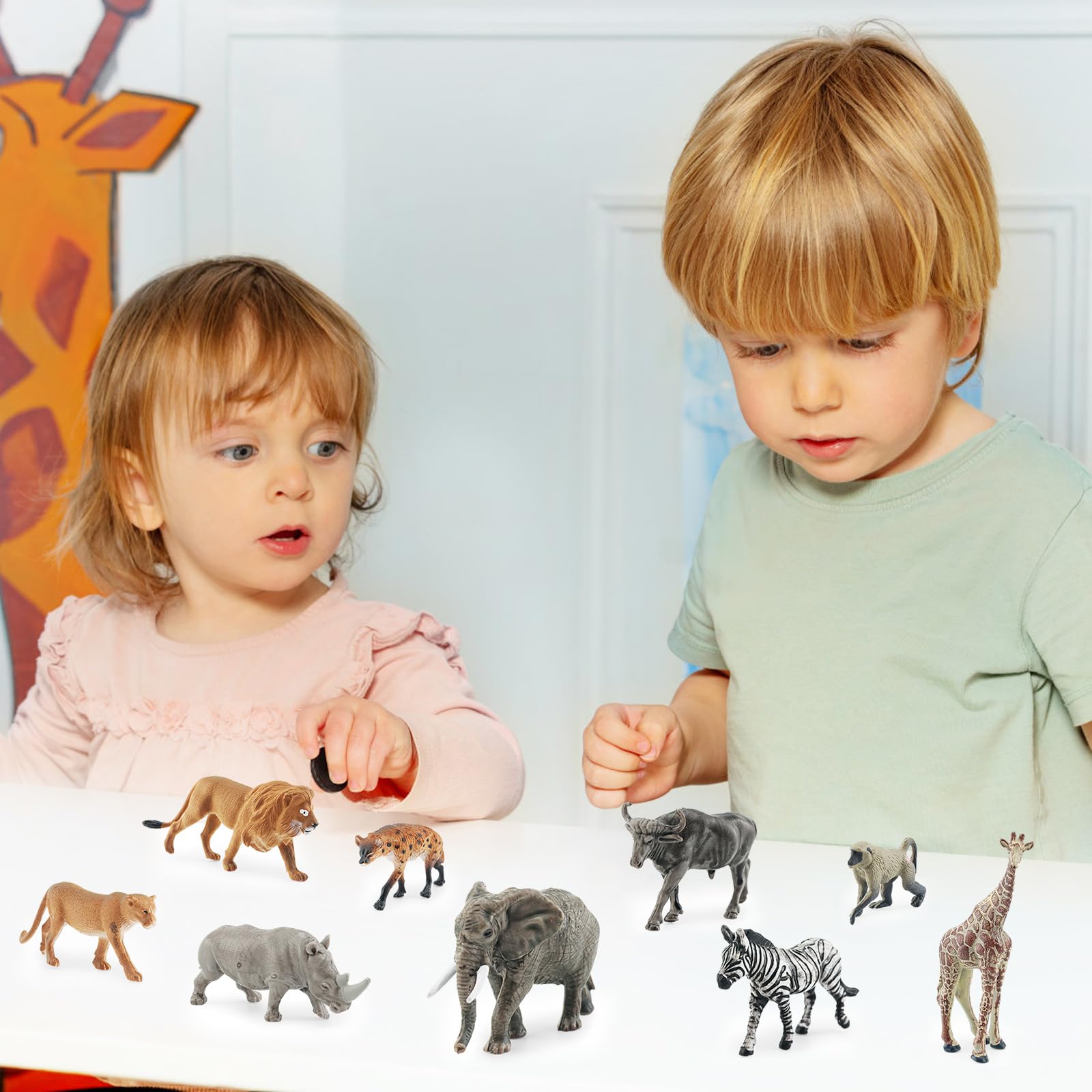 Set 9 Statuette Animali Safari | Giocattoli Foresta In Plastica | Zebra Leone Elefante Giraffa | Per Bambini E Collezionisti