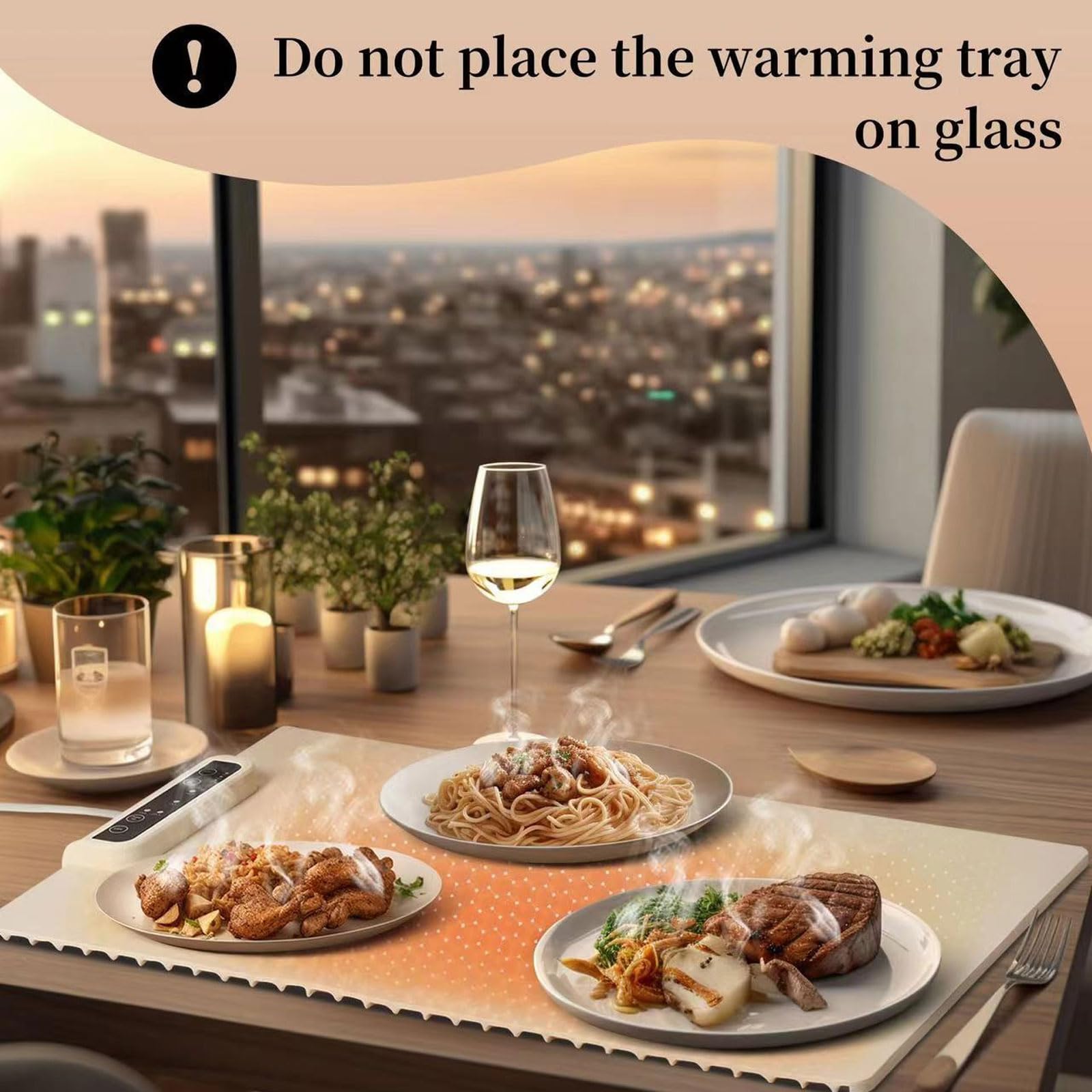 Placa para mantener caliente, calentador de alimentos eléctrico, calentador de buffet de silicona plegable con 3 temperaturas y temporizadores ajustables, para buffet, fiesta, restaurante, mantener