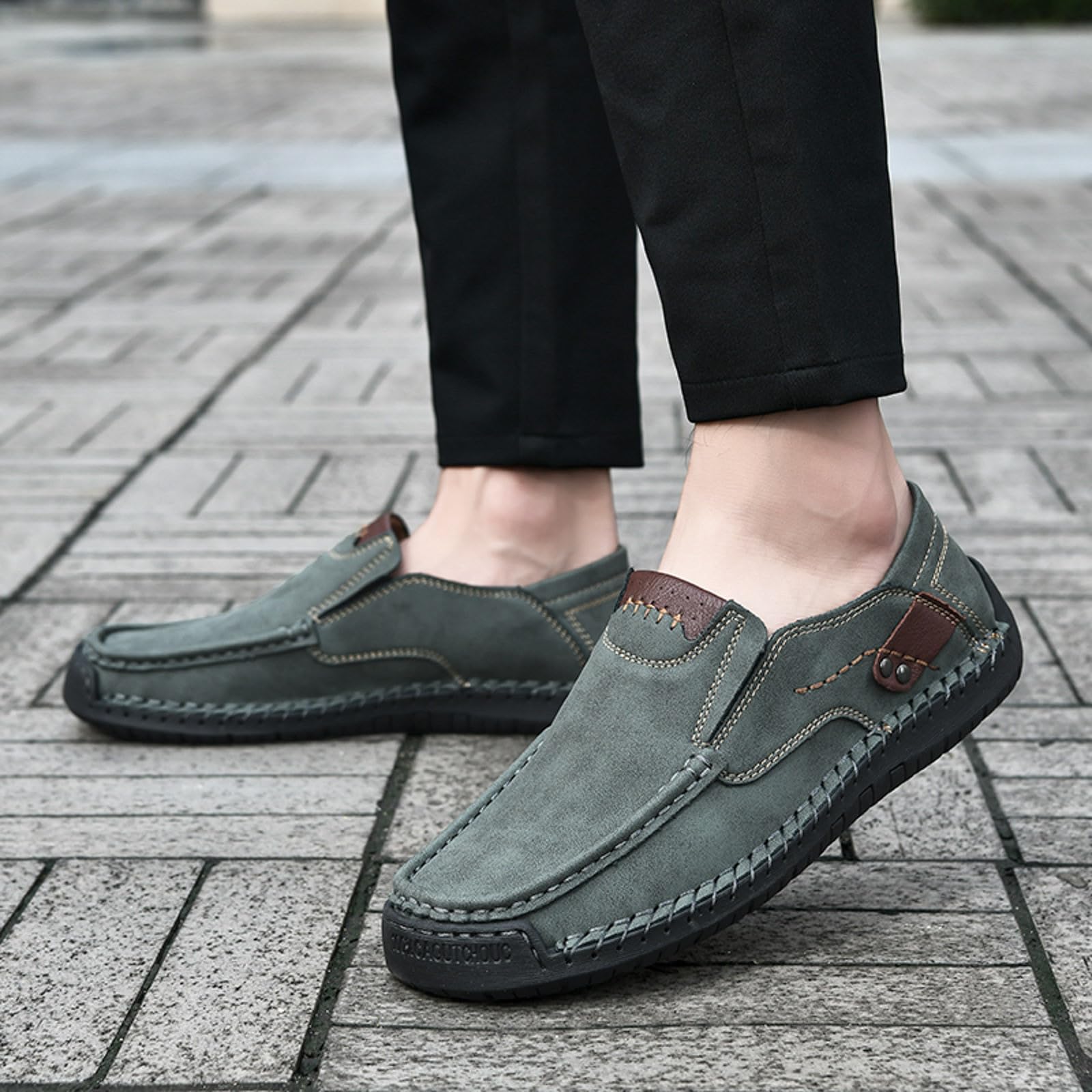 Generisch Mocassins classiques pour homme au look partenaire, pantoufles élégantes comme chaussures pieds nus, chaussures plates de loisirs à enfiler, chaussures décontractées polyvalentes pour un