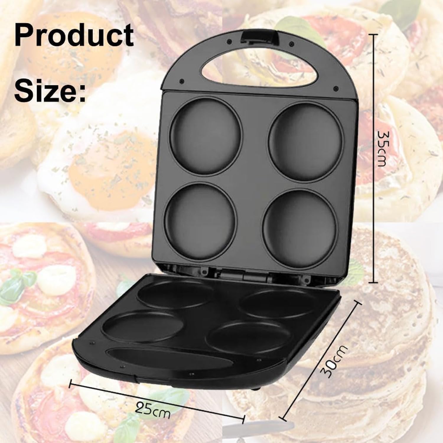 Mini Plancha Antiadherente De 1400 W, Máquina Eléctrica Para Hacer Arepas, Sartén Para Panqueques Portátil, Haga 4 Flapjack Únicos, Diámetro De Un Solo Orificio 10 CM, Para Cocinar Saludablemente Huev