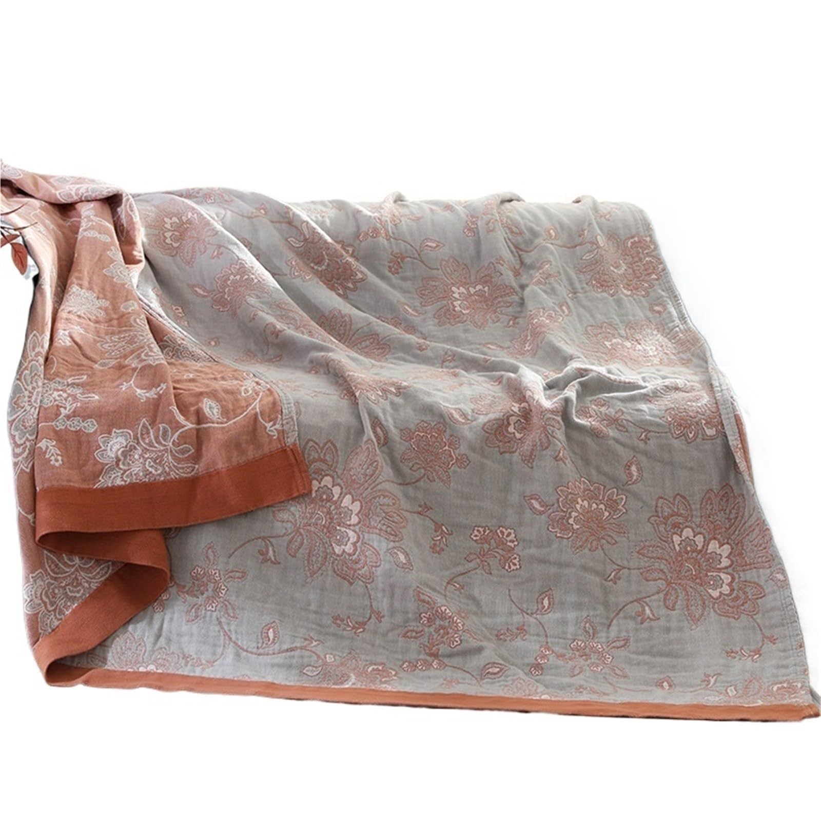 FIgpmwld Pure Cotton Muslin Throw Blanket Multicolor Multiple Sizes(Color4,150x200cm-59x79inch)