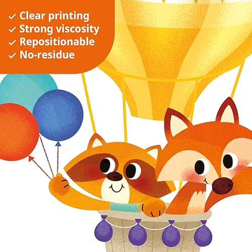 Miniatura 4 de DECOWALL SG-2214 Animales en globos de aire caliente para niños, calcomanías de pared para niños, decoración de habitación de bebé, decoración de