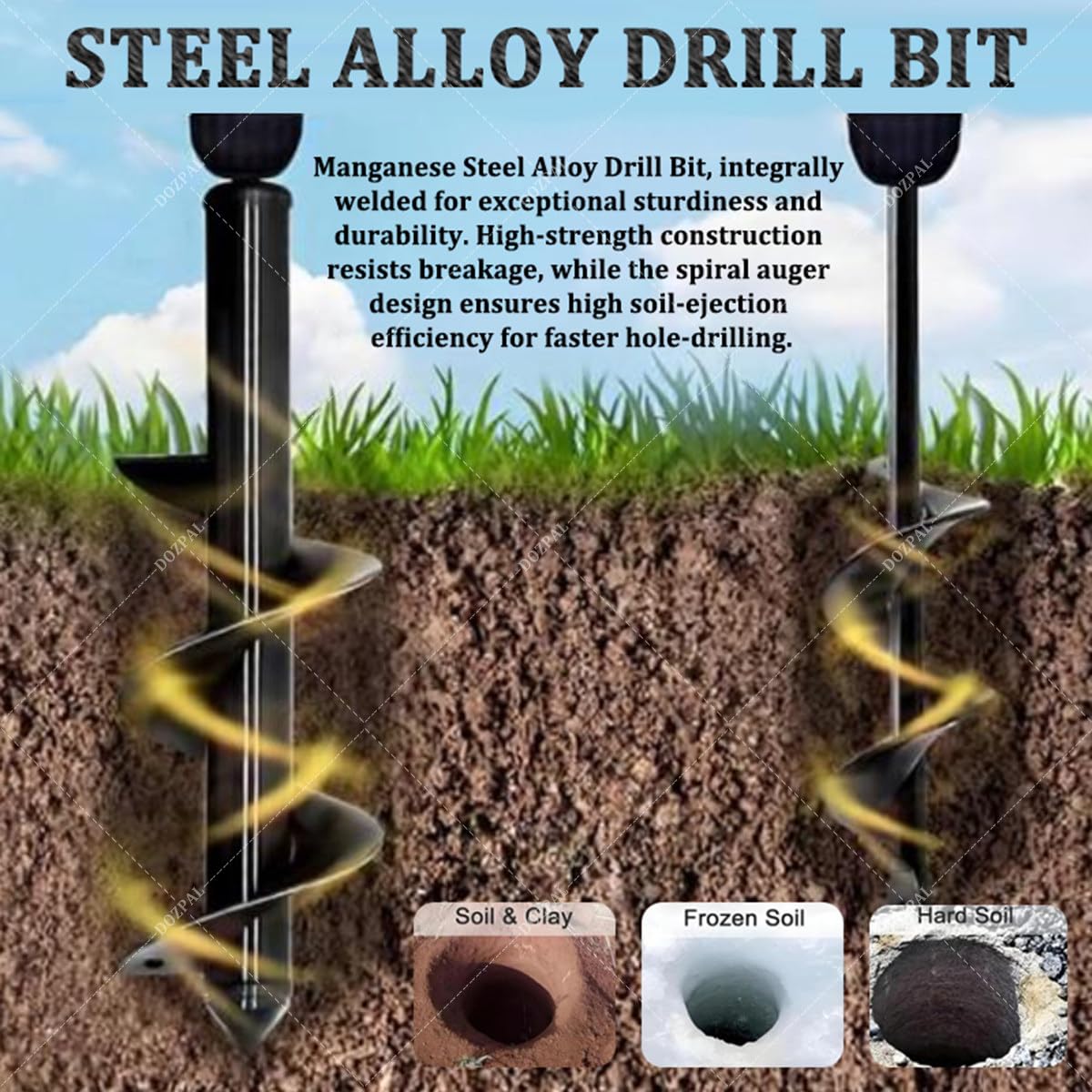 Ahoyador a Gasolina para Postes — Herramienta de 4 Tiempos para la instalación de cercas, plantación de árboles, Postes y arbustos; Perforadora de Tierra, Poste de extensión de 80 cm 12cm