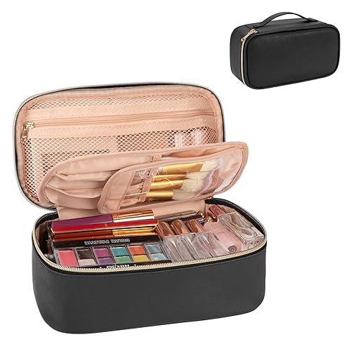 Miniatura 9 de OCHEAL Pequeña bolsa de maquillaje, bolsa portátil de maquillaje de viaje para mujeres y niñas, organizador de brochas de maquillaje, bolsas de