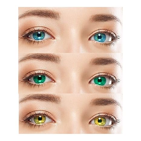 Glance Gallaxy 3 Pair Monthly Colored Aqua Sea Blue Hazel Contact Lenses for Eye Men and Women with 1 Lens Storage Box