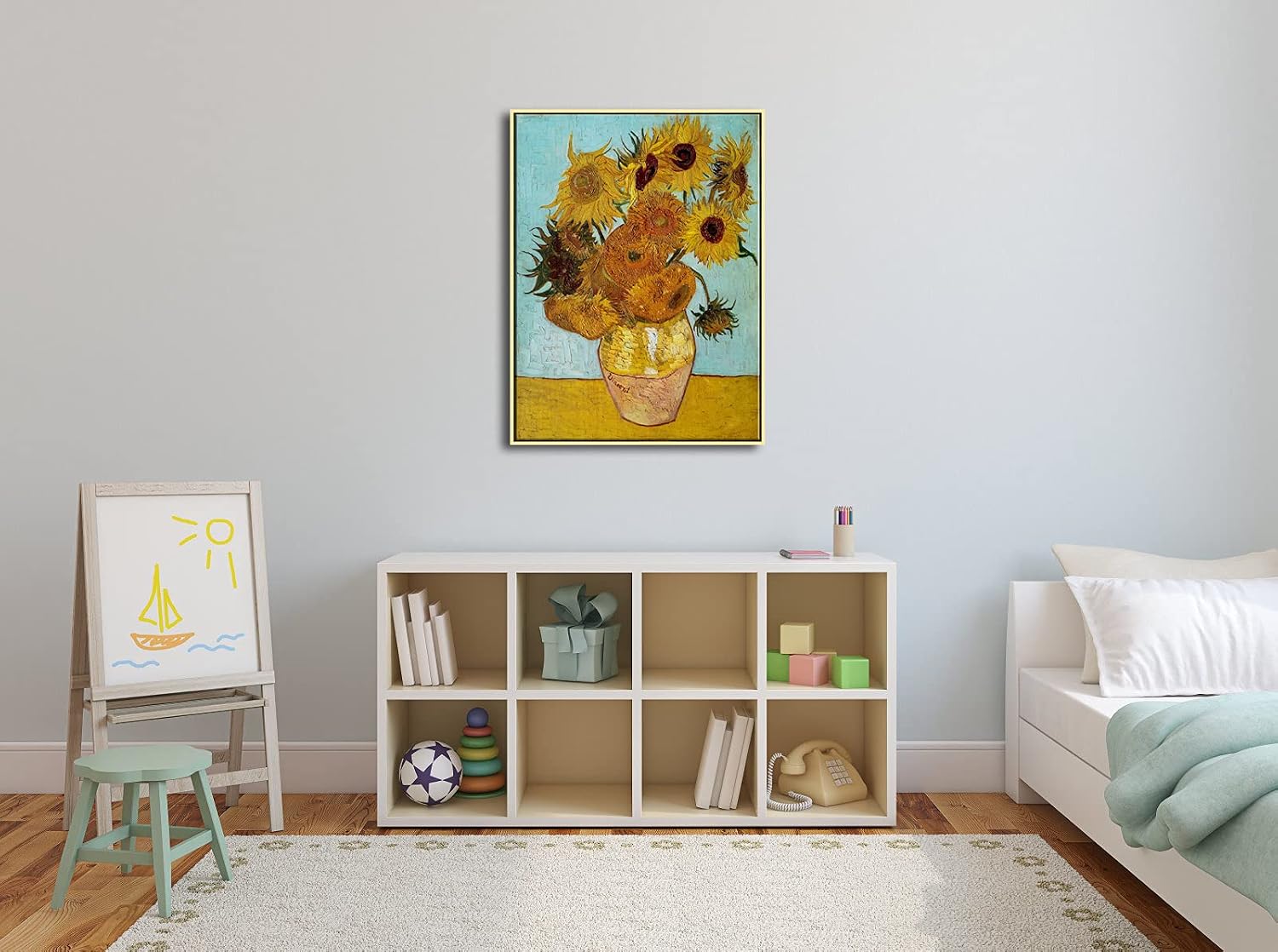 Wieco Art Gold Framed Wall Art, Van Gogh Sunflower Reproduction Canvas Print, 24x32in Art Print, Ready to Hang Artwork for Living Room Bedroom Office