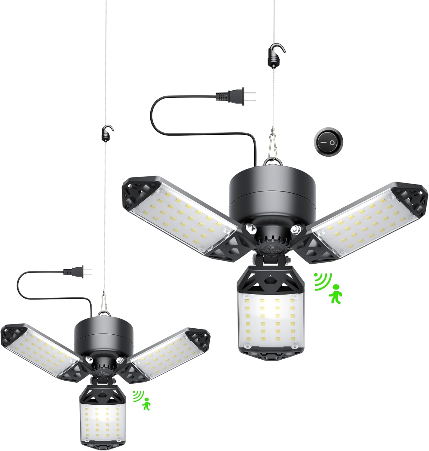 Craftersmark Motion Activated Garage Light 2 Pack, 80W Motion Sensor