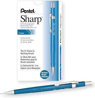 Pentel Sharp P207C Mechanical Pencils 0.7mm HB Lead Blue Barrel Box of 12 - #1 Selling for Students & Pros