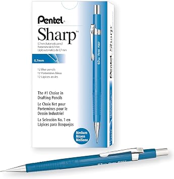 Pentel Sharp Mechanical Pencil, 0.7mm, Blue Barrel, Box of 12 P207C