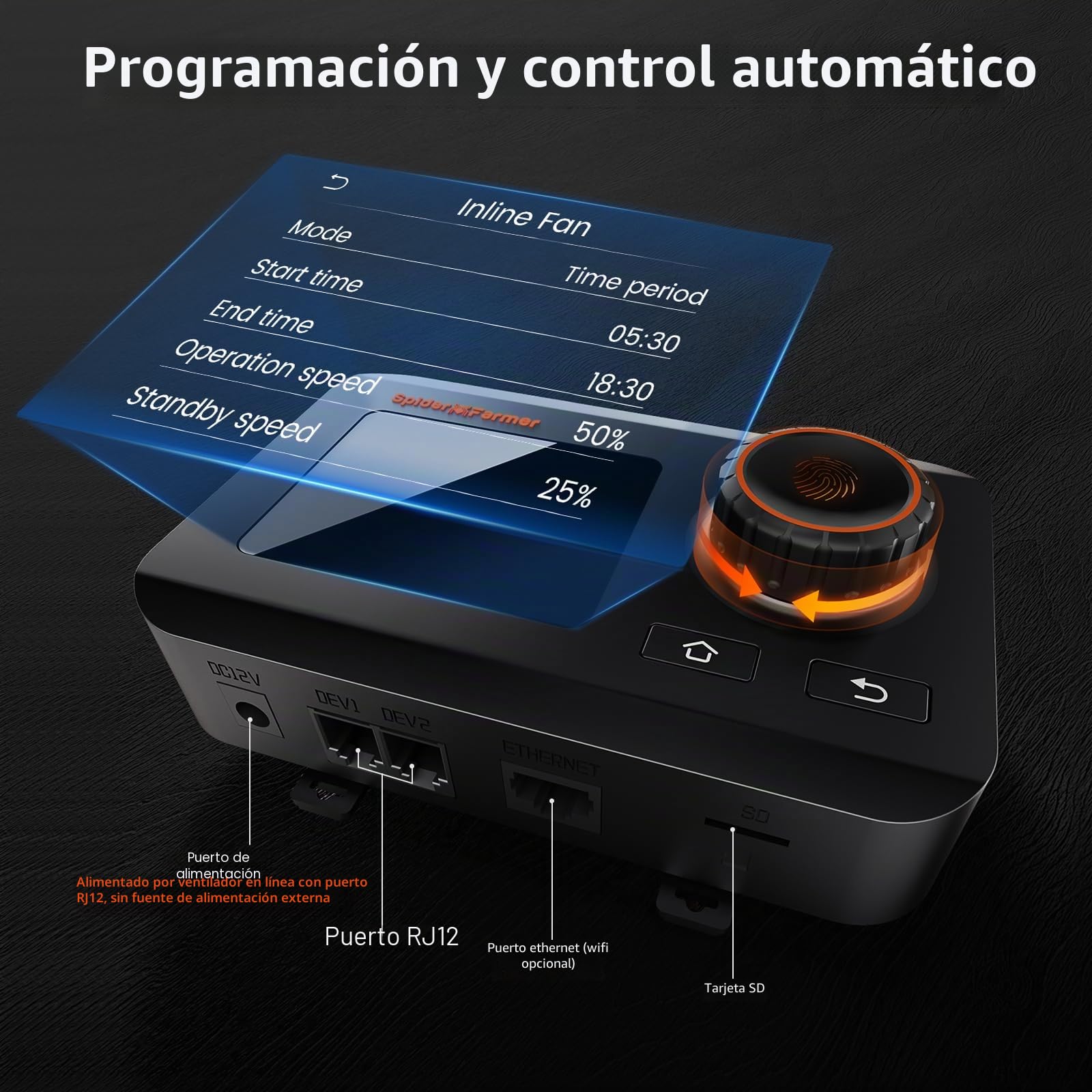 SPIDER FARMER Ventilador en línea de 10,2 cm con control de temperatura y humedad, ventilación, extractor para tiendas de cultivo Hidroponía Calefacción Refrigeración Flujo de aire