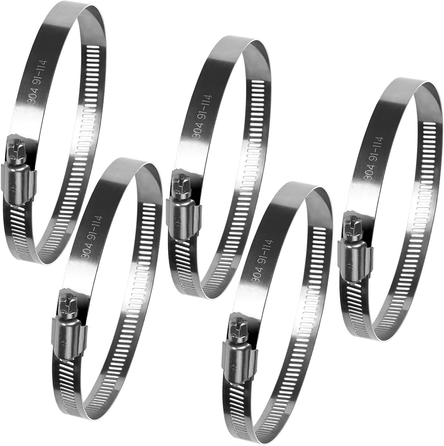 drado Jubilee Hose Clips 91114mm Stainless Steel Pipe Clamps, 5 Pack