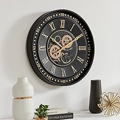CLXEAST 24 Inch Wall Clock with Moving Gears, Black Gold Roman Numeral Wall Clocks for Modern CLXEAST 24 Inch Wall Clock with Moving Gears, Black Gold Roman Numeral Wall Clocks for Modern item