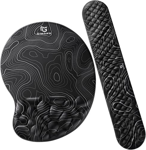 Miniatura 8 de Gimars Alfombrilla de mouse ergonómica de espuma viscoelástica de fibra superfina y grande con reposamuñecas, alfombrilla de mouse con base