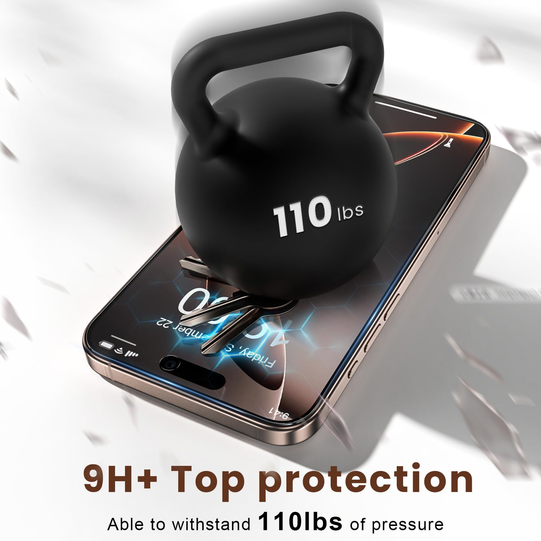 Fotbor Protector de pantalla para Apple iPhone 16 Pro True 23° con marco de instalación 3S, funda invisible amigable con vidrio templado 9H+, 2 unidades, 16 Pro de 6.3 pulgadas
