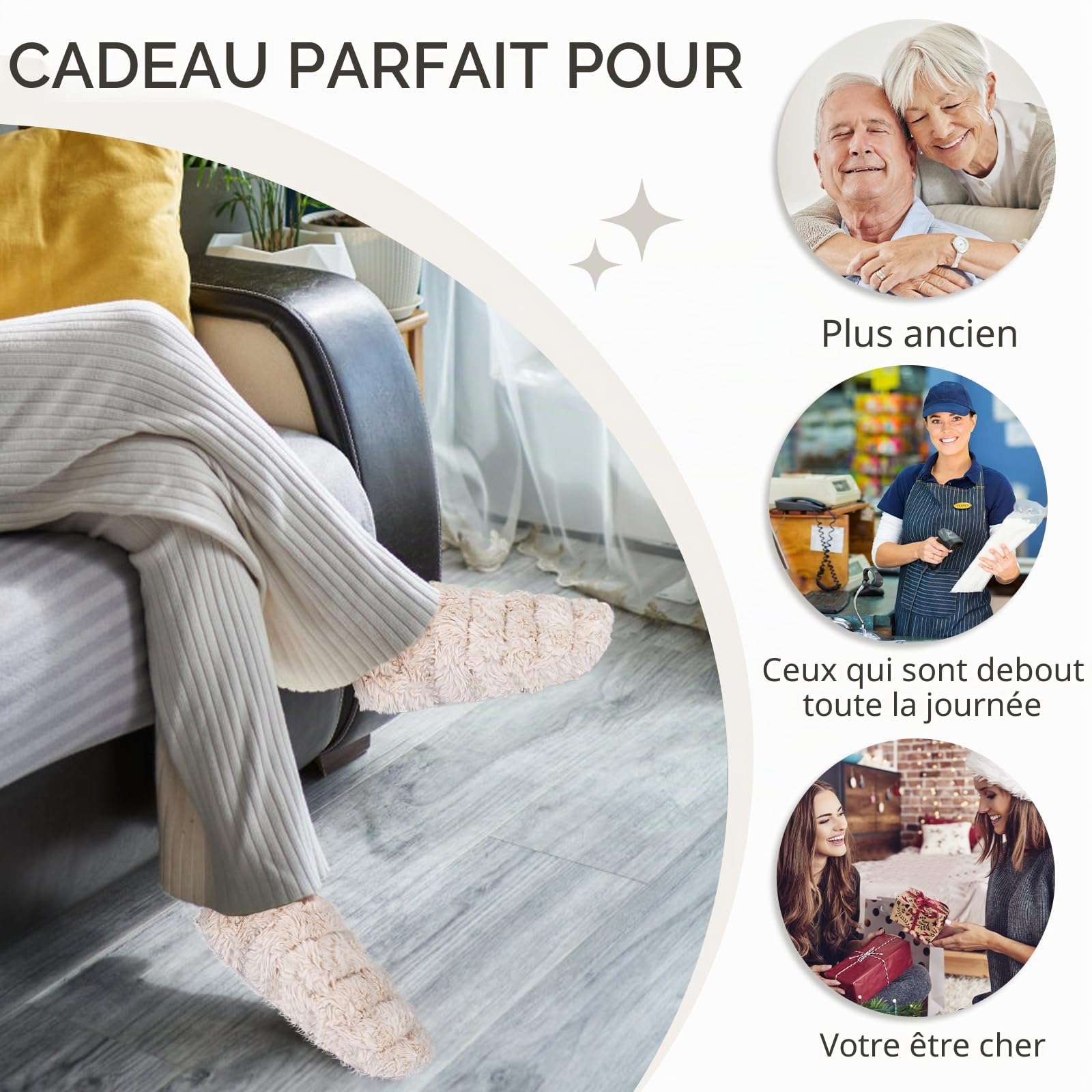 SUZZIPAD Pantoufles et chauffe-pieds pour lit au micro-ondes, chaussons chauffants pour homme et femme, chauffe-pieds pour fasciite plantaire, pieds froids