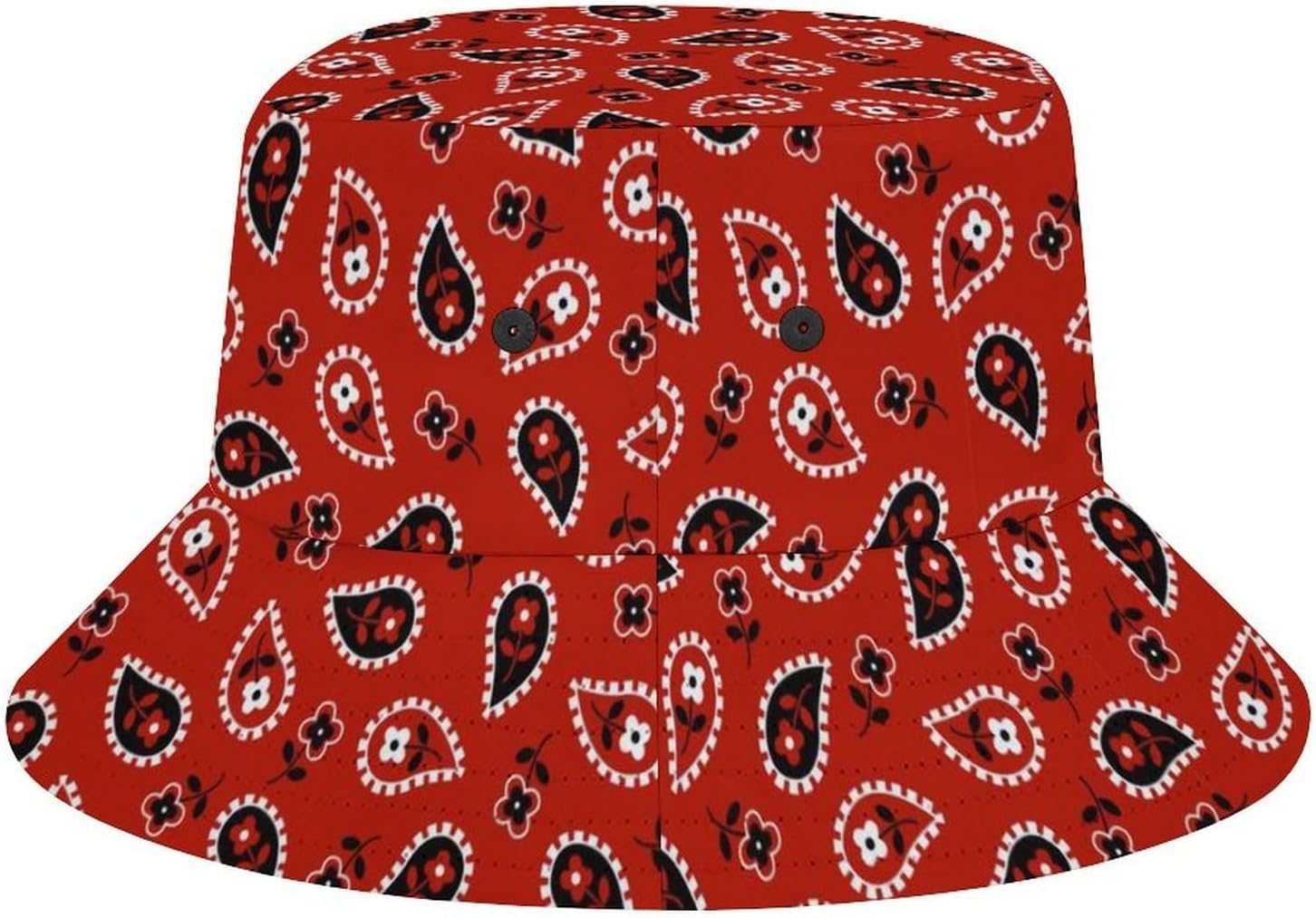 Dark Red Paisley PatternBucket Hat for Women Men Novelty Sun Hats Fishermans Cap Outdoor Summer Travel Beach Caps