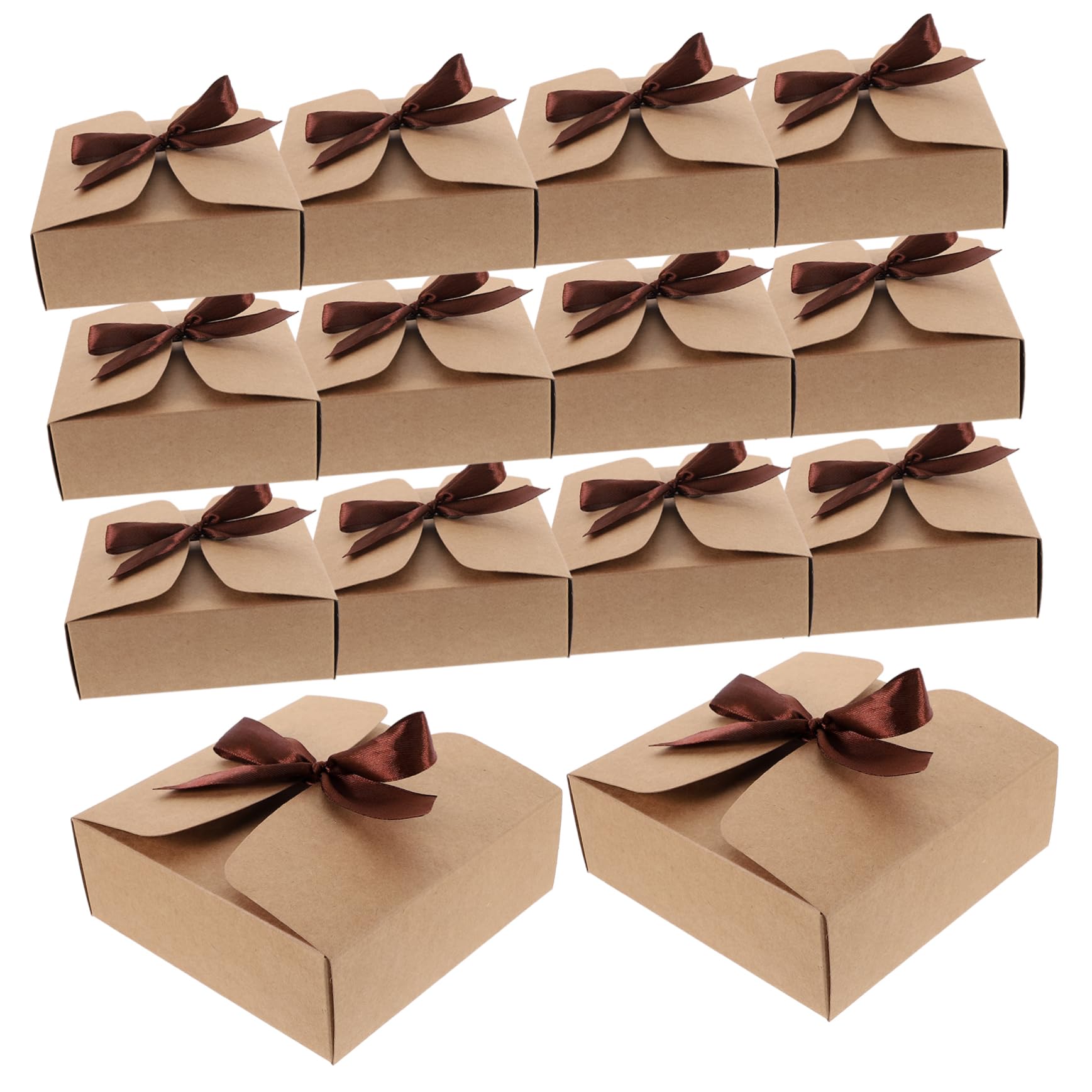 Boîte de Pâtisserie Carrée 20 Pièces en Papier Kraft pour Emballage