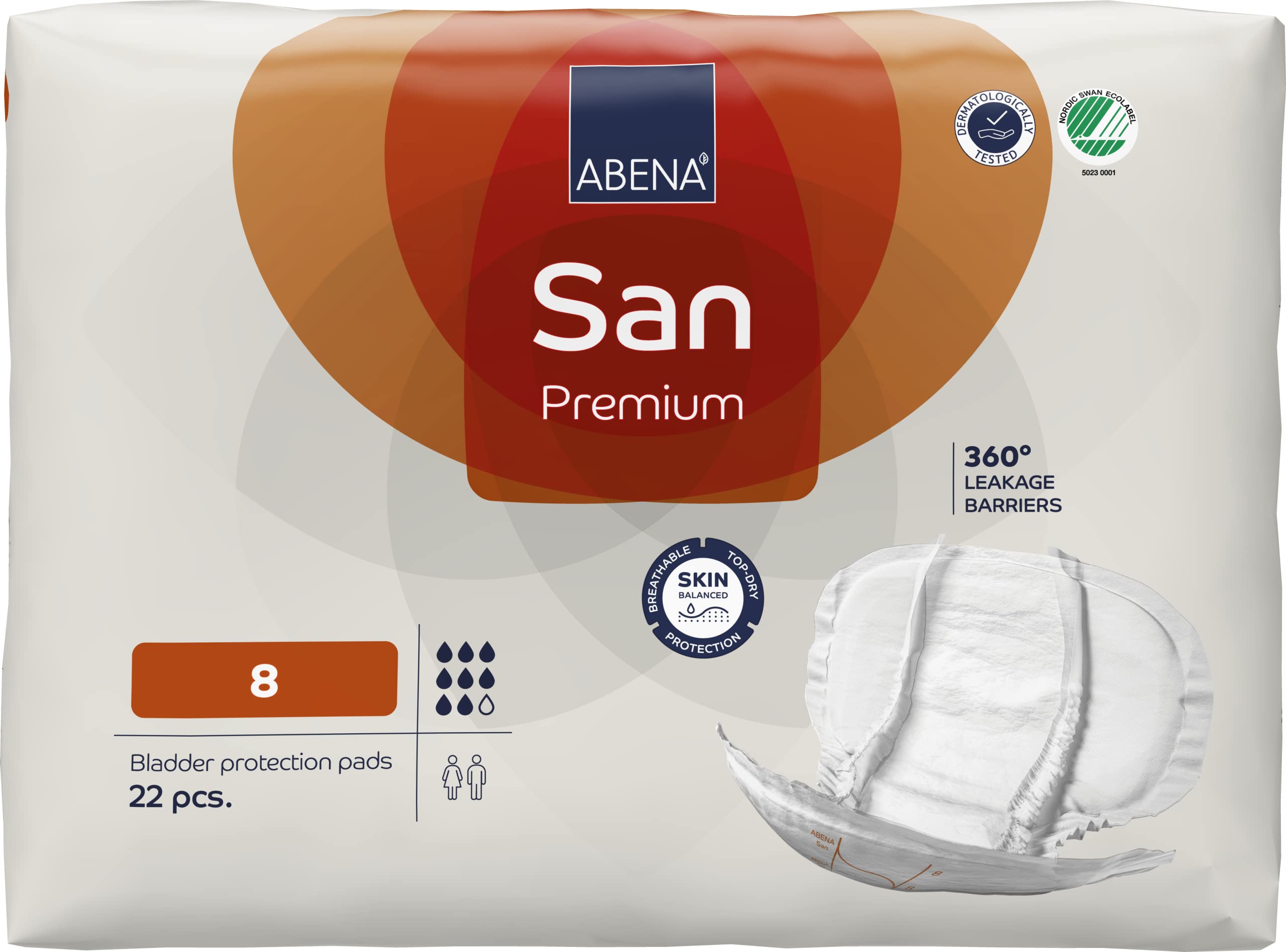 ABENA San 8 Premium Inkontinenzeinlagen MONATSPAKET (22 x 4 = 88 Stück) für Damen und Herren, 2500 ml Saugfähigkeit, schnell einziehende, diskrete und anatomische einlagen für Männer/Frauen | Monatspaket 88 Stück (22 x 4), 2500 ml Saugfähigkeit, Schnell e