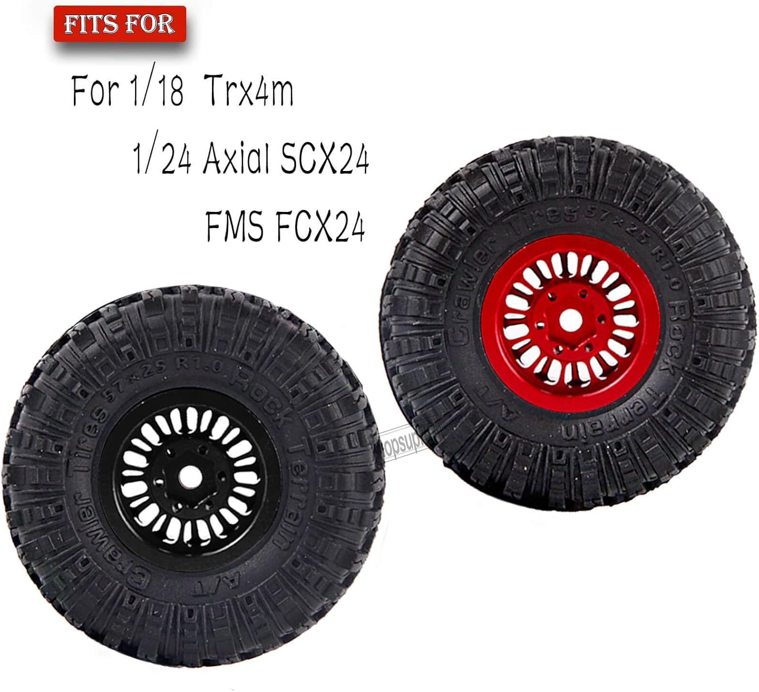 Aluminum 1.0in Beadlock RC Truck Tires Upgrades Part for 1/18 1/24 TRX4M,SCX24,FCX24 RC Crawler,4pcs Alloy RC Wheels Hops Up,Black