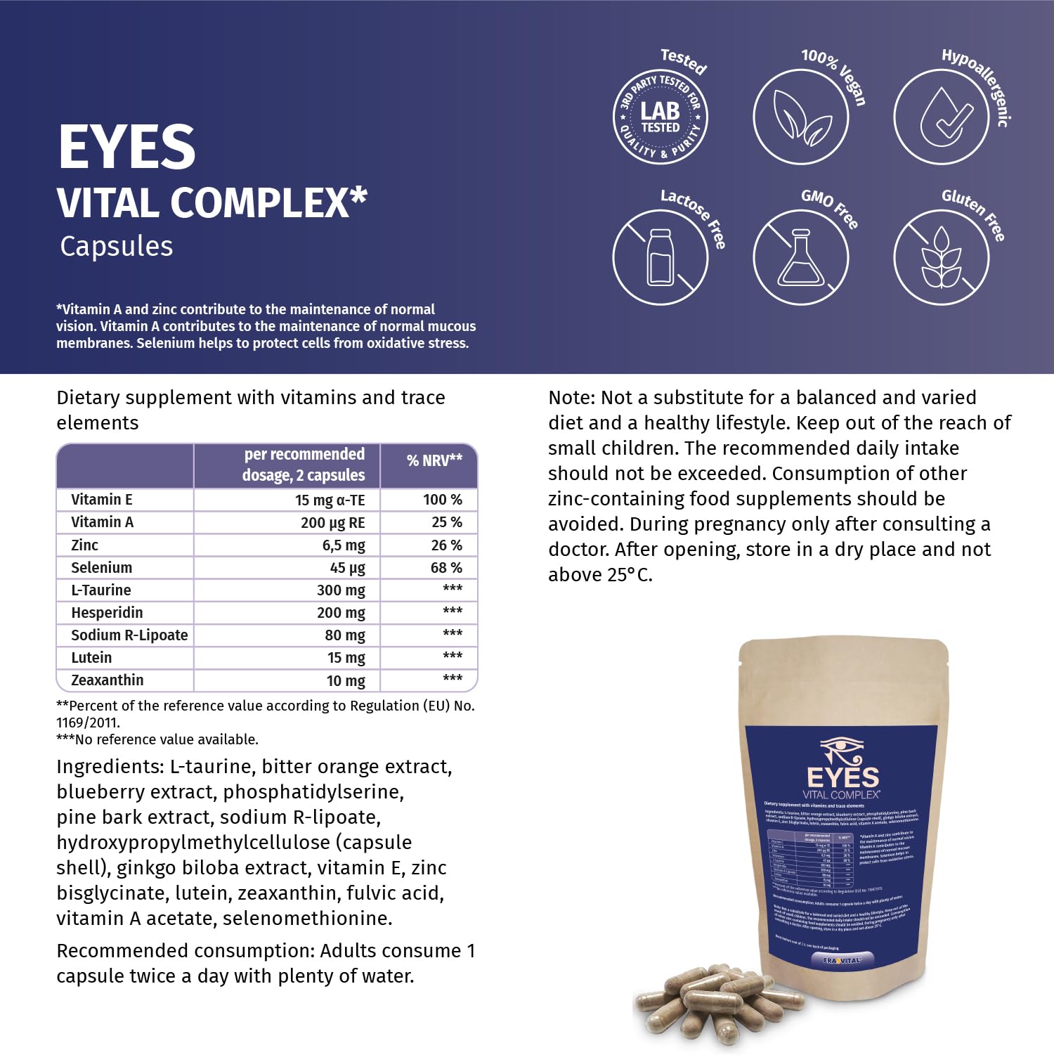 AUGEN Vitalkomplex 12 x 60 Kapseln mit Lutein Zeaxanthin Natrium-R-Lipoat Fulvinsäure hochkonzentriert natürlich mit weiteren pflanzlichen Zutaten vegan (12)