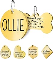 Vista 10 de Ultra Joys Etiquetas para perro personalizadas, etiquetas personalizadas grabadas en la parte delantera y trasera, acero inoxidable, hexagonal