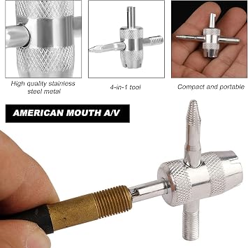 DXNQ 4-Way Valve Core Tool Tire Valve Tools, 4-in-1 Tyre Valve Core Tool Tire Stem Core Wrench, Multifunctional 4 Way Valve Stem Remover Tire Repair Tool for Car Motorcycle Bicycle