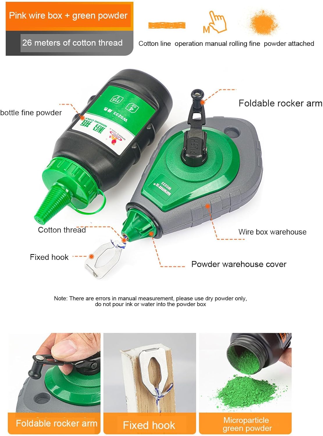 Woodworking Line Marker with Automatic Retractable Line and Secure Needle for Wood and Bricks Easy to Use Marking Gauge